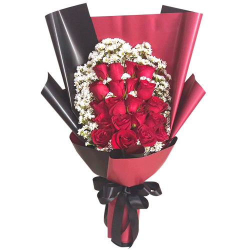 Send 24 Red Roses with Greenery Bouquet to Manila Only