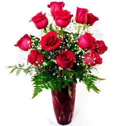 send 12 pcs red ecuadorian roses in vase to philippines