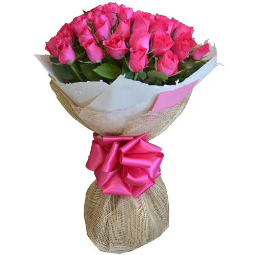 24 Pcs. Pink Roses in Bouquet