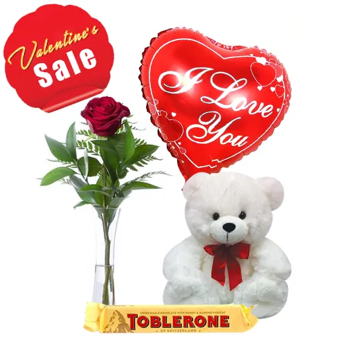 Rose Vase with Bear, Chocolate with Balloon