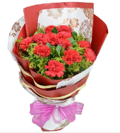 one dozen red carnations in bouquet send to philippines