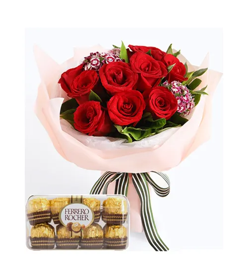 Birthday Gift Delivery Oroquieta - Red Rose with Ferrero