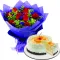 12 Red Roses With Peach Mango Symphony Cake By Red Ribbon