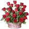 2 Dozen Red Color Roses in Basket